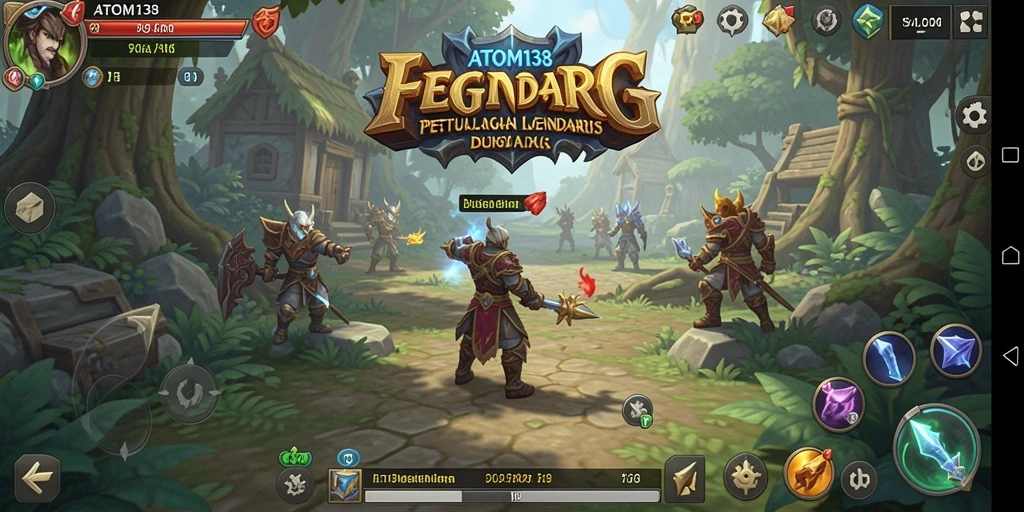 Screenshot utama ATOM138 menampilkan aksi seru dalam pertempuran RPG.