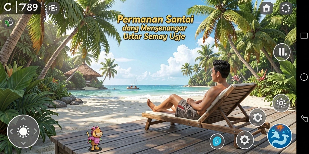 Screenshot gameplay C789 yang menunjukkan tantangan menyenangkan dan grafis cerah.