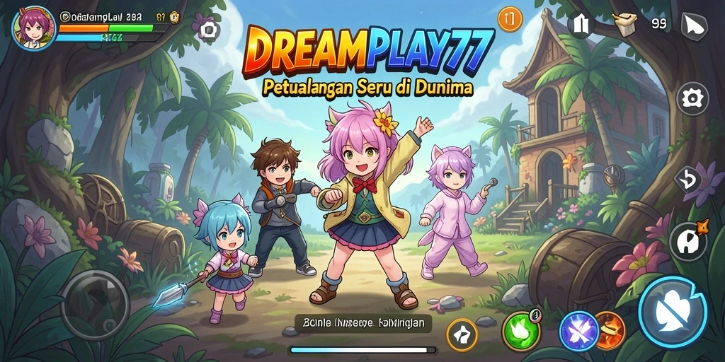 Tampilan seru gameplay <strong>DREAMPLAY77</strong> dengan karakter anime ikonik.