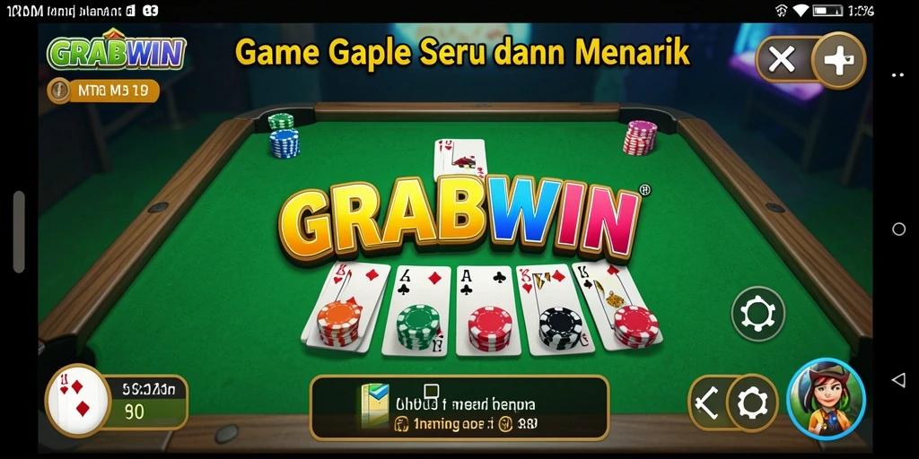 Tampilan gameplay gaple yang seru dan menarik di GRABWIN.