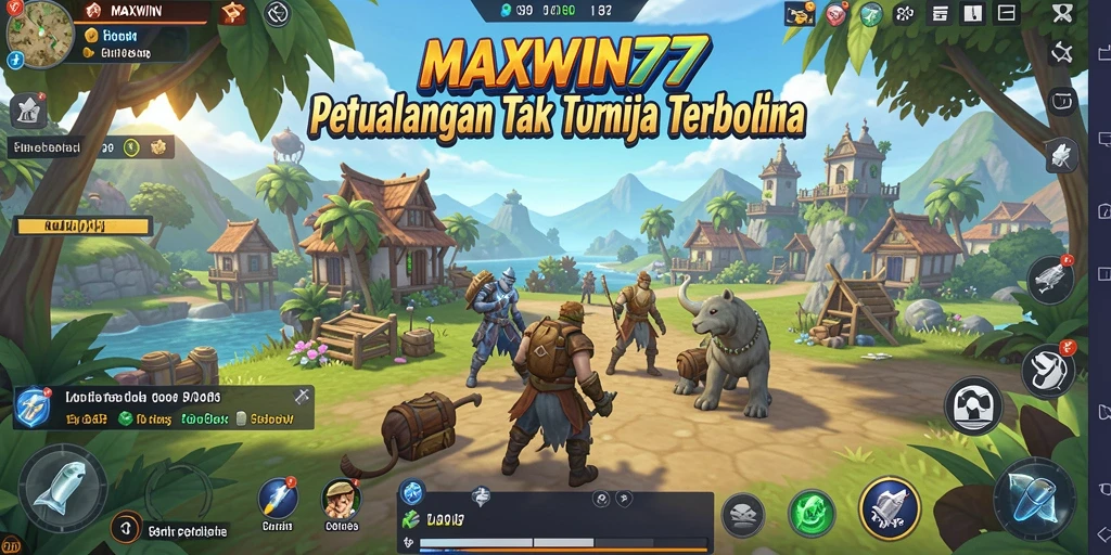 Screenshot gameplay MAXWIN77 menampilkan petualangan Open World yang seru.