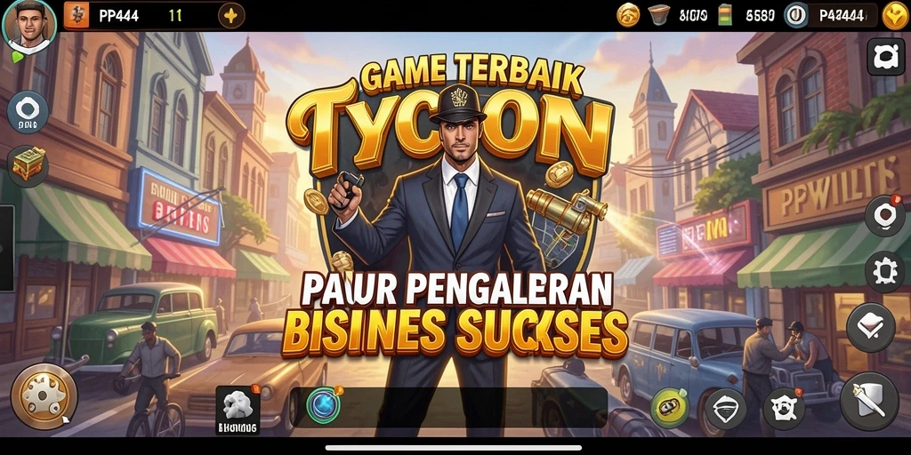 Screenshot gameplay PP444 yang menunjukkan momen strategi bisnis.